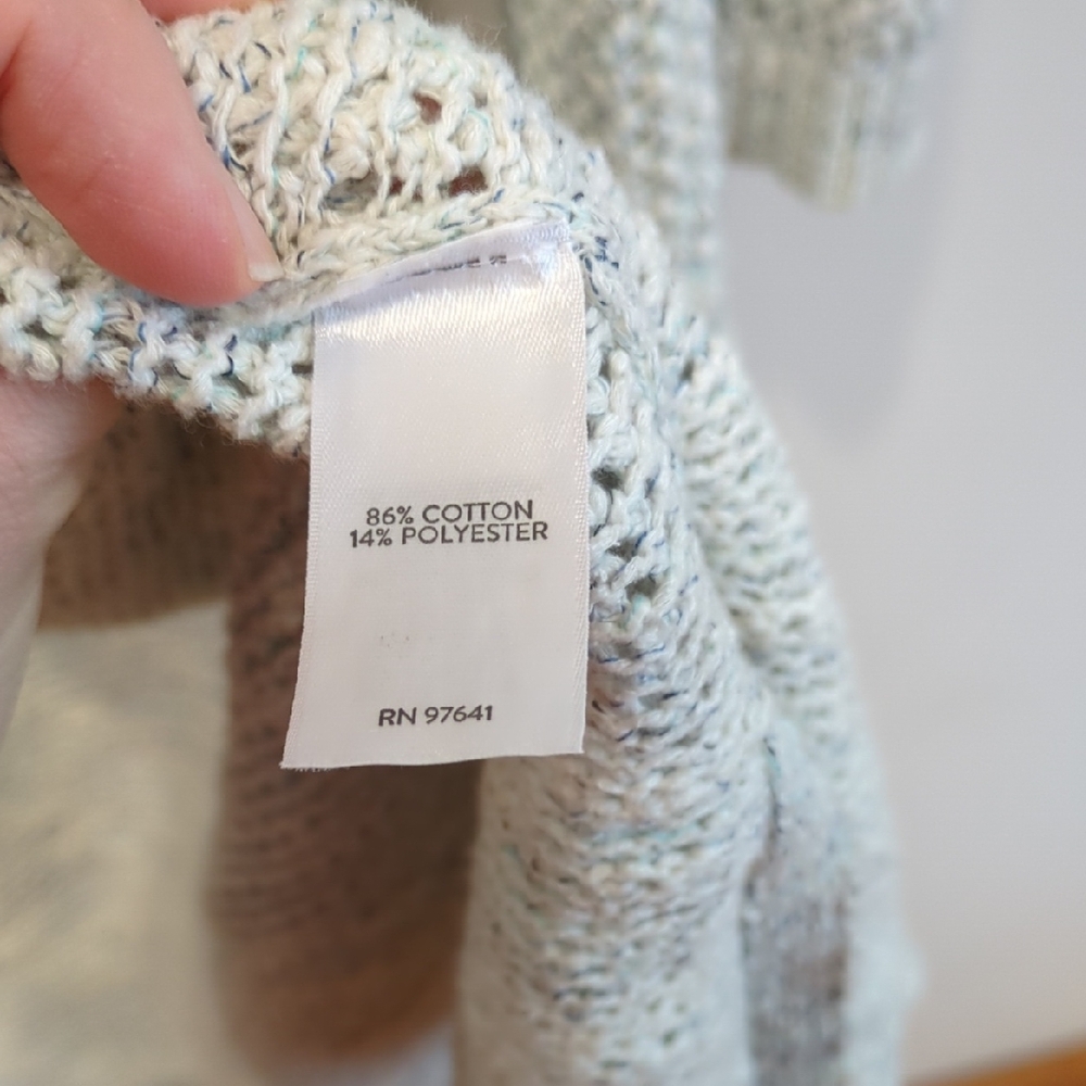 J.Jill Cotton Open Knit Spring Summer Beach Coastal Cardigan Gray Size XXL ECU - Picture 7 of 9
